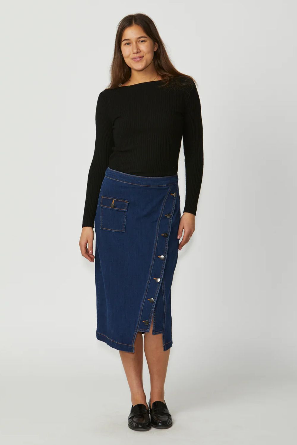 Rhodes Midi Skirt | Denim