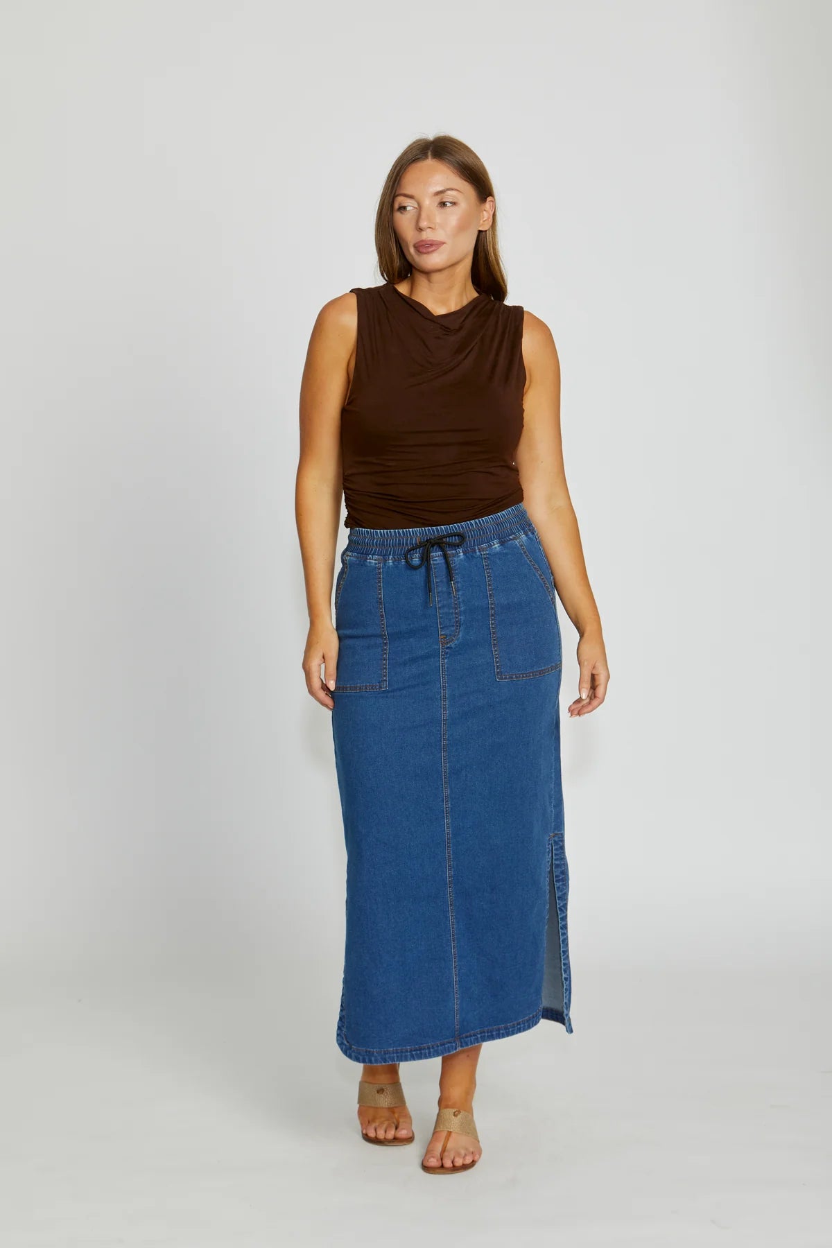 Oxwell Maxi Pull On Skirt | Indigo