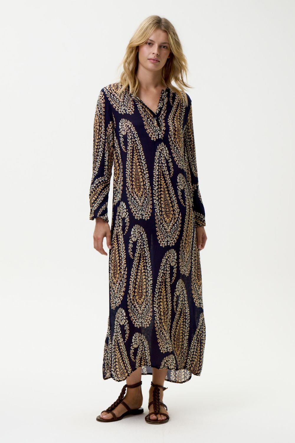 Long Genie Dress | Provence Navy Paisley