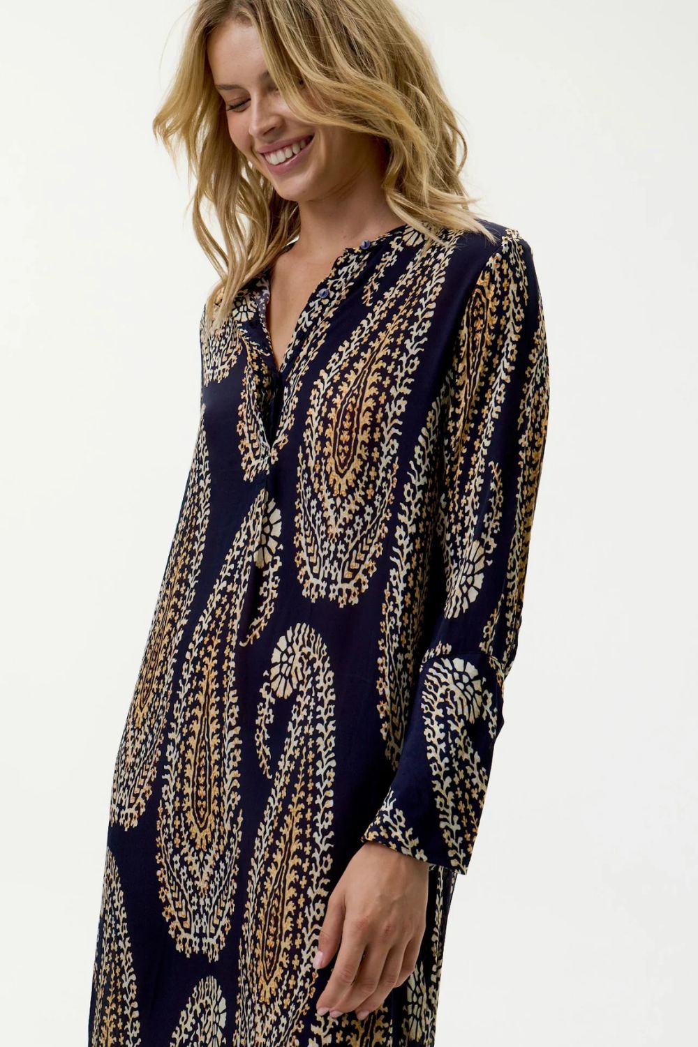 Long Genie Dress | Provence Navy Paisley