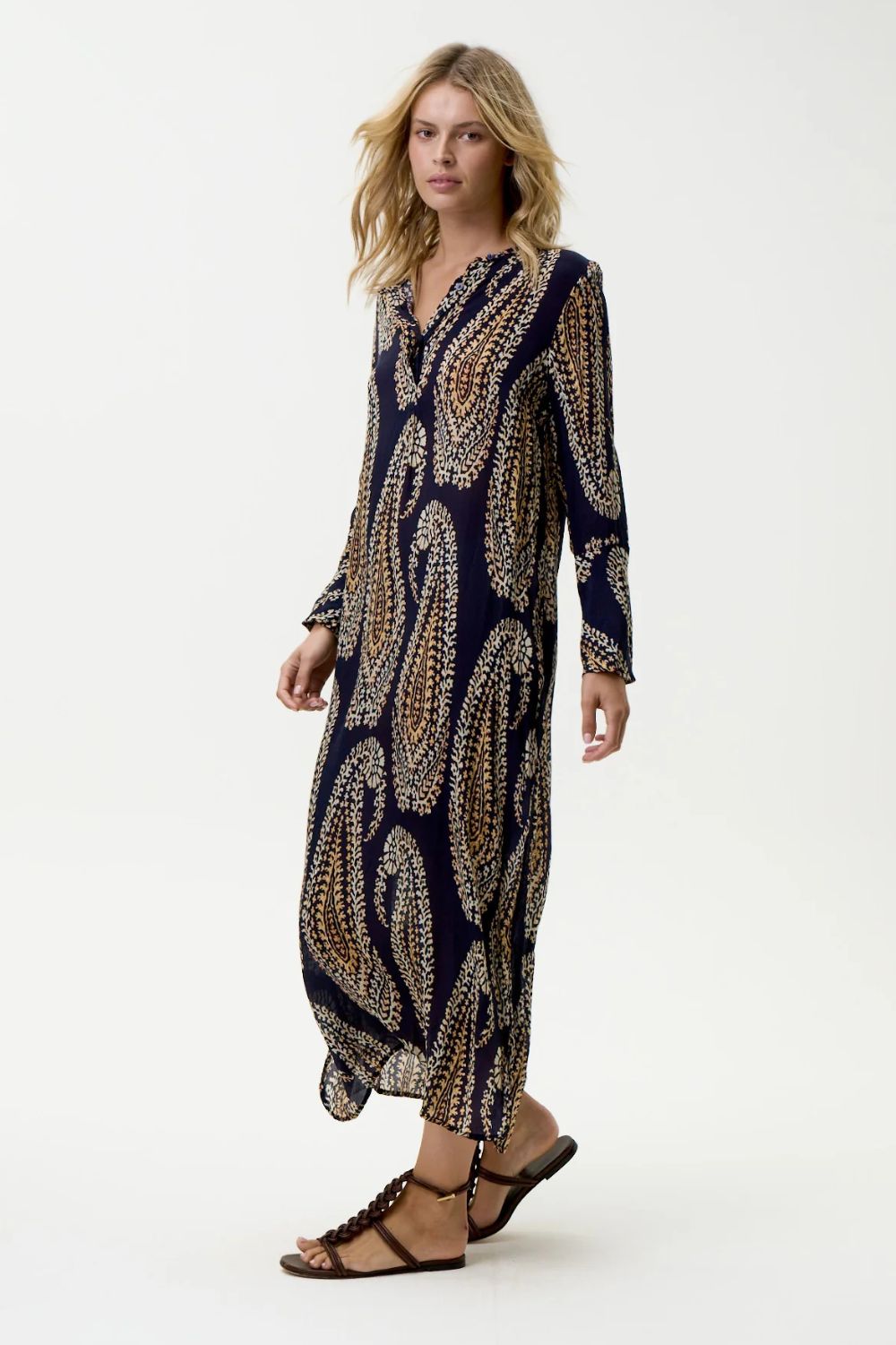 Long Genie Dress | Provence Navy Paisley