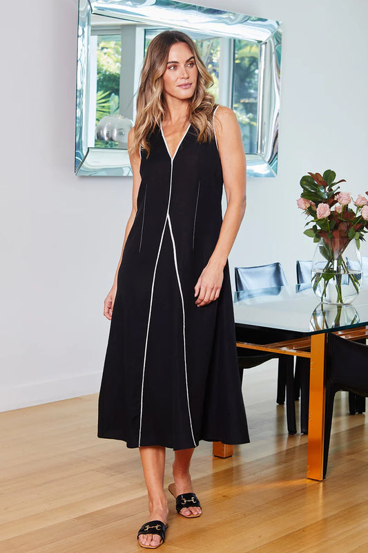 Sarah Dress | Black/Raffia