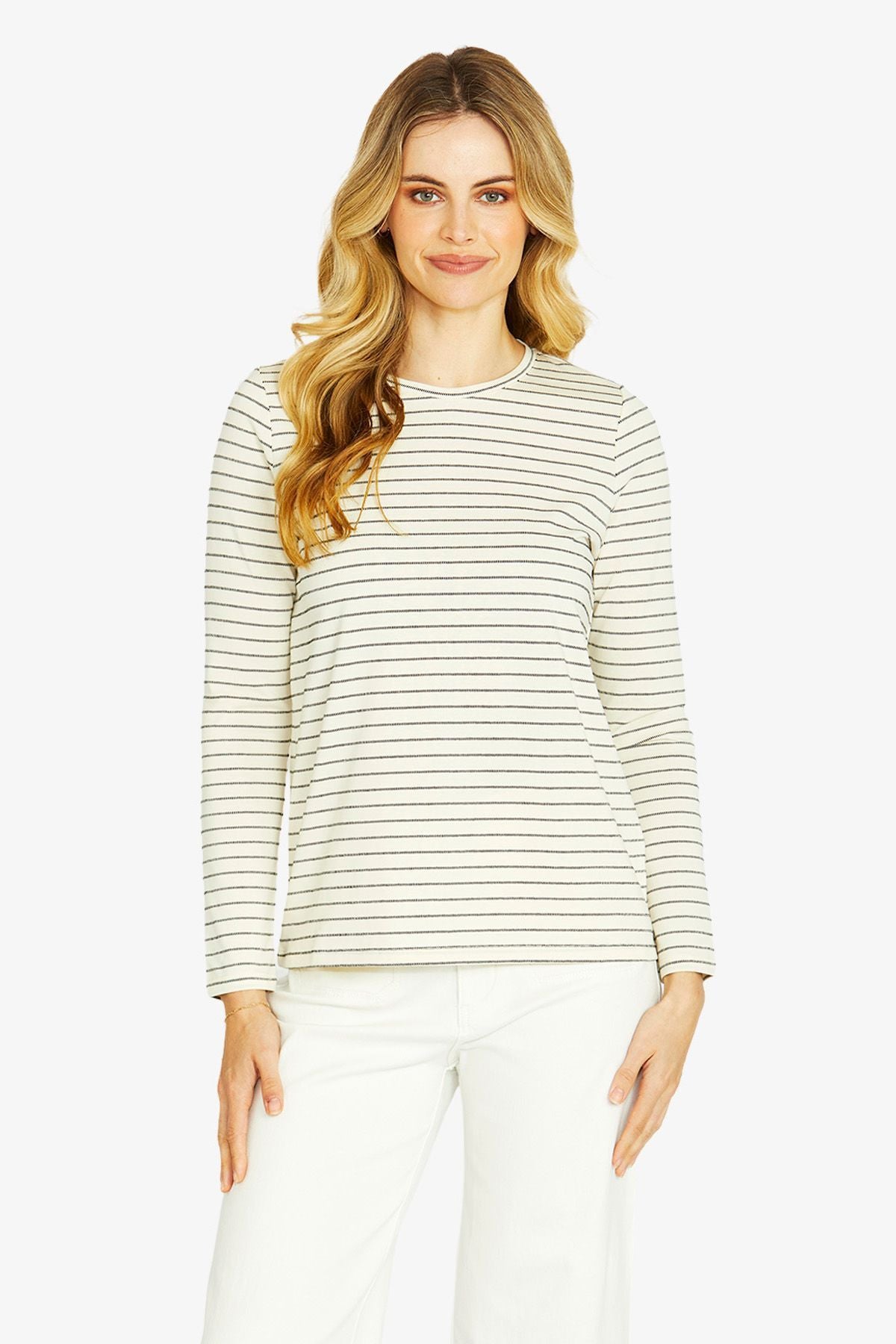Camilla Long Sleeve Crew | Cream Black