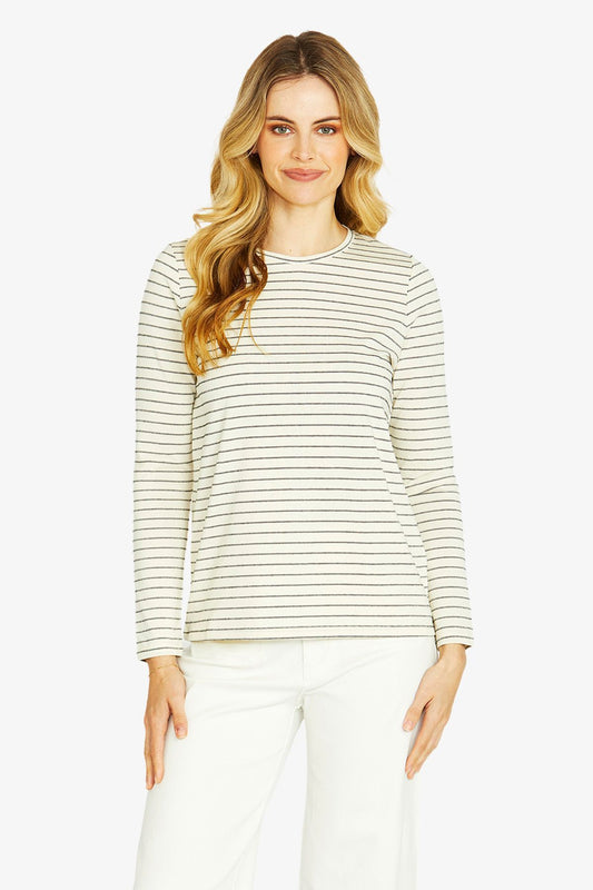 Camilla Long Sleeve Crew | Cream Black