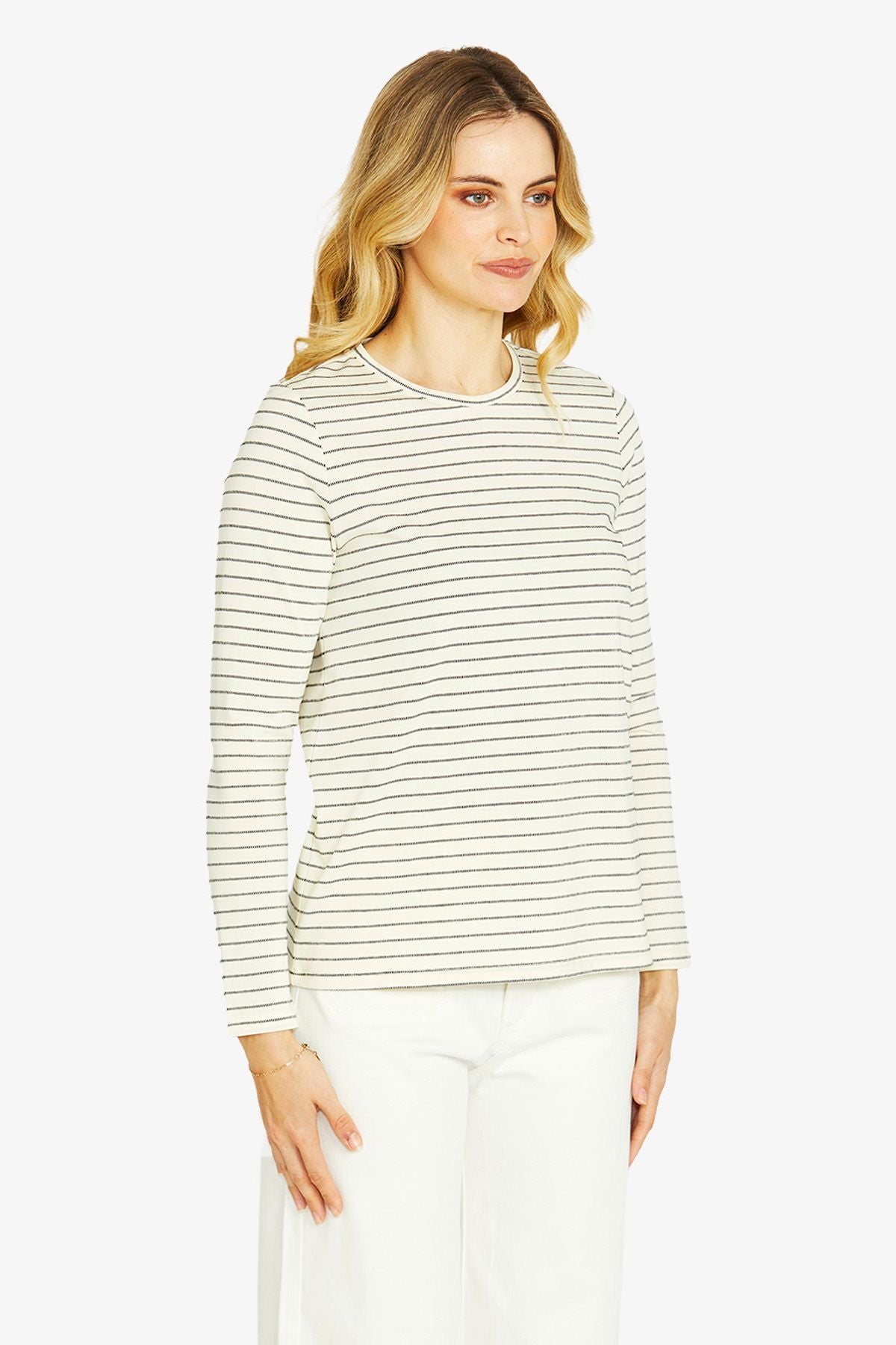 Camilla Long Sleeve Crew | Cream Black