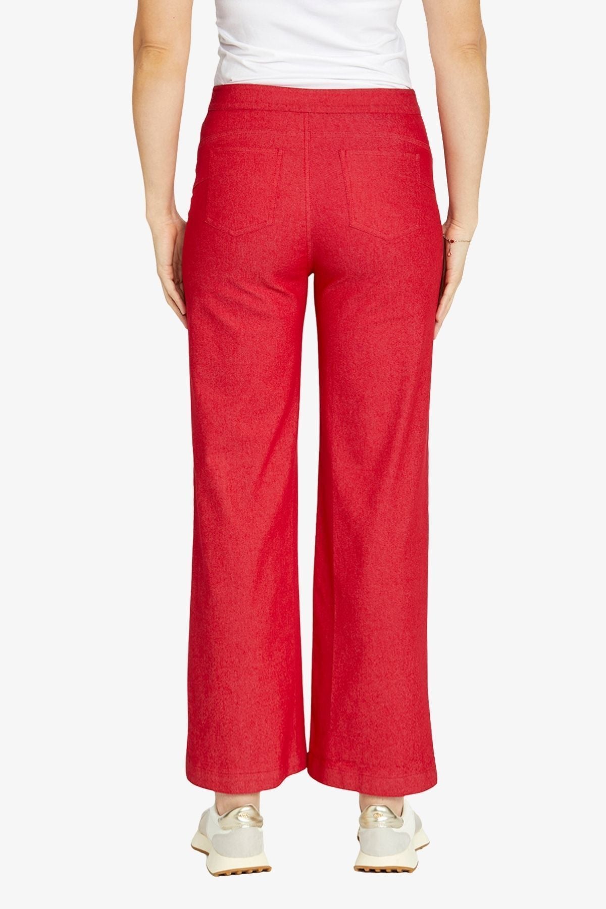 Wide Leg Chain Trim Pant | Red