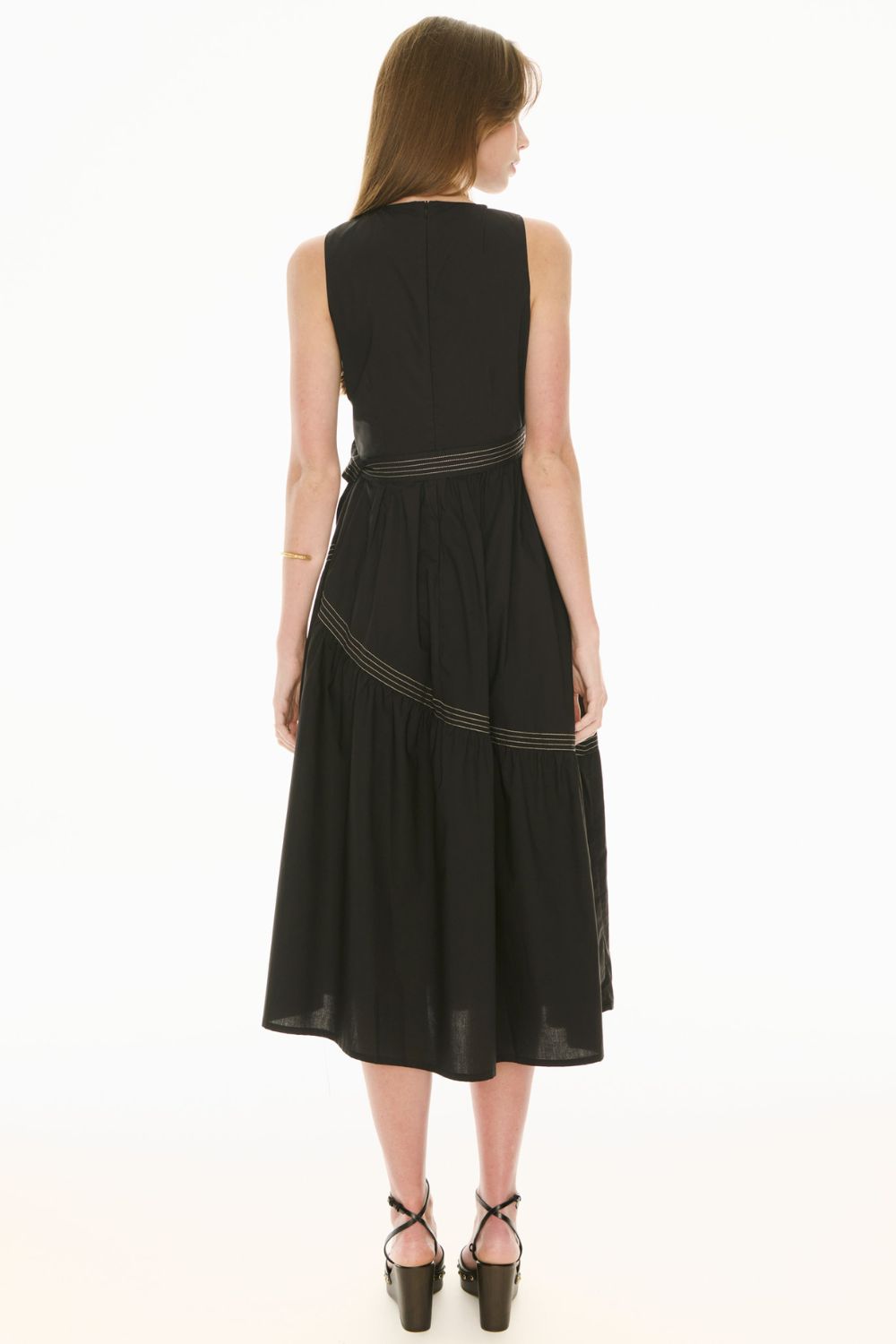 Orlo Topstitch Wrap Dress | Black