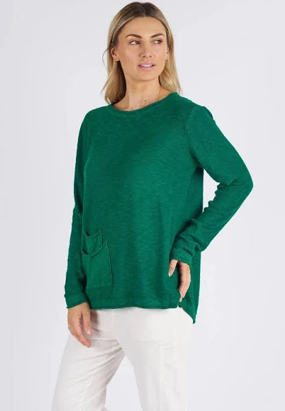 Paloma Pocket Knit Top  | Emerald