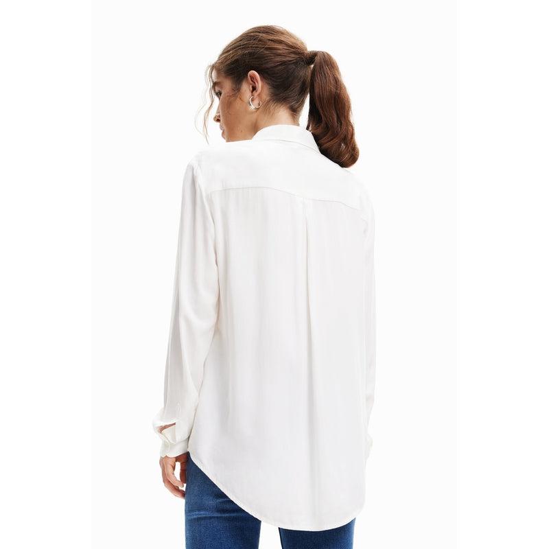 Patchwork Message L/S Shirt | White-Desigual-Shop 12 Bendigo