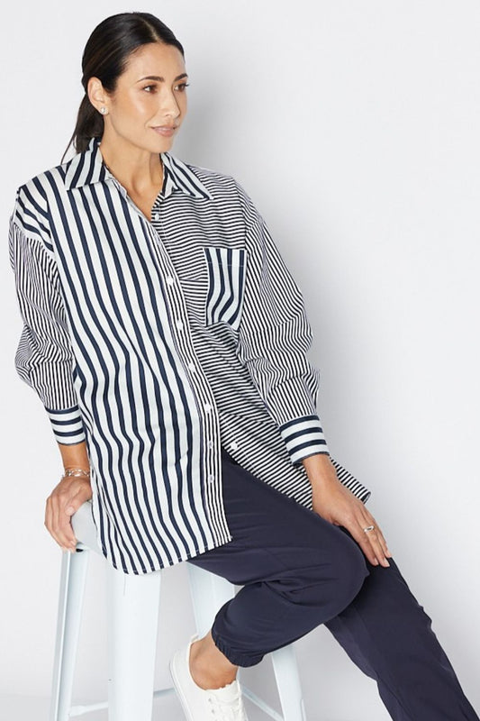 Port Multi Stripe Shirt | Navy/White