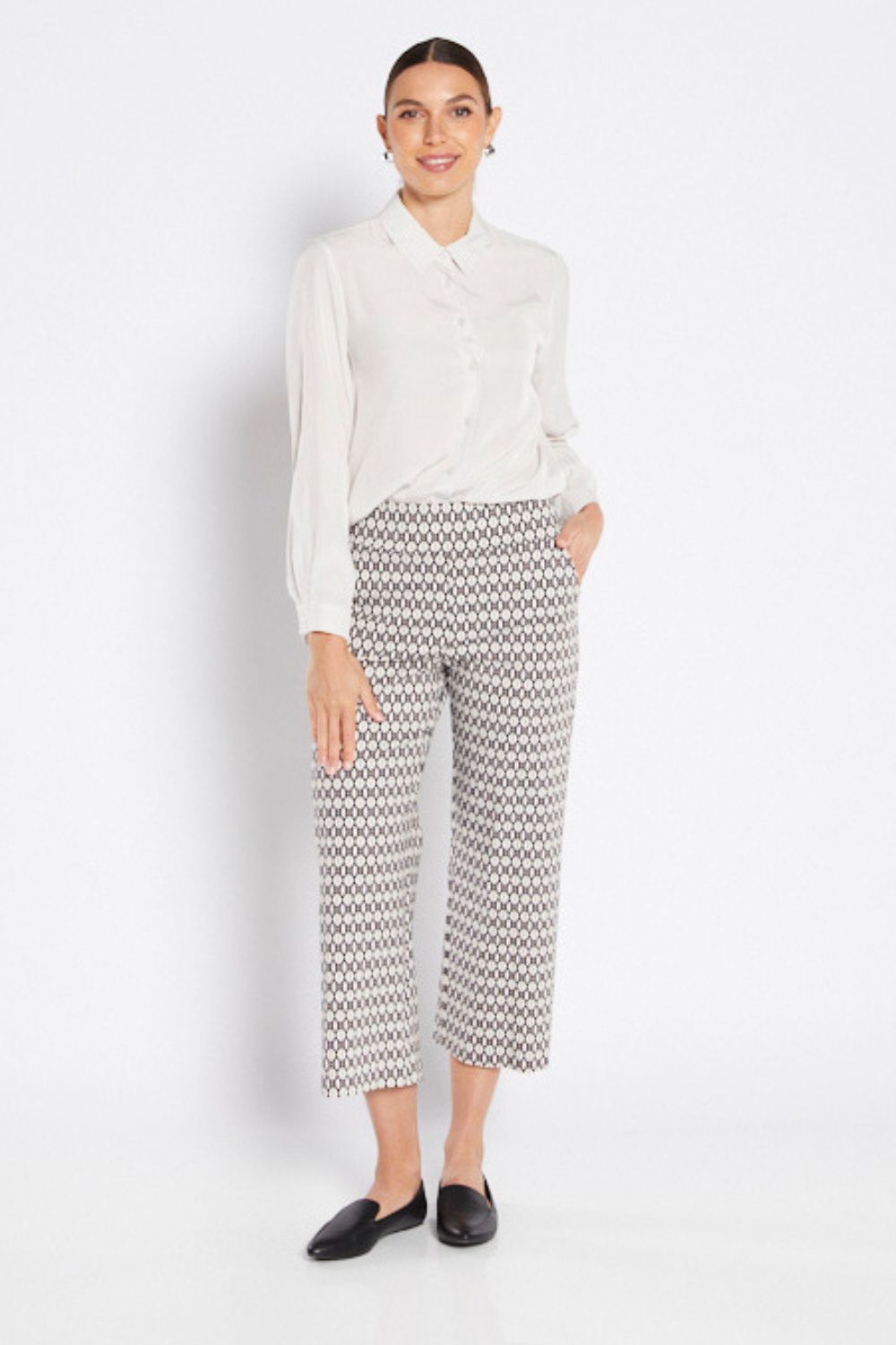 Ticket Print 7/8 Pant | Jewel