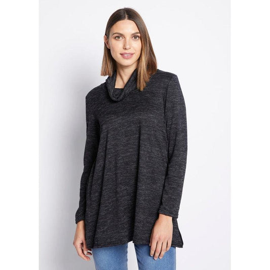 Zalia L/S Cowl Tunic | Charcoal Marle-Philosophy Australia-Shop 12 Bendigo