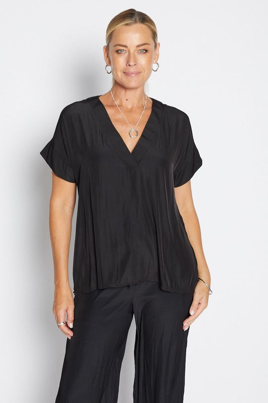 Tulsa V-Neck Top | Black