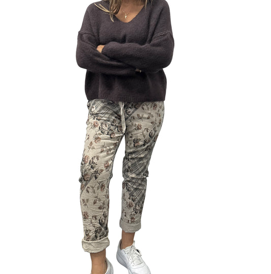 Corduroy Floral Stretch Pant | Fango