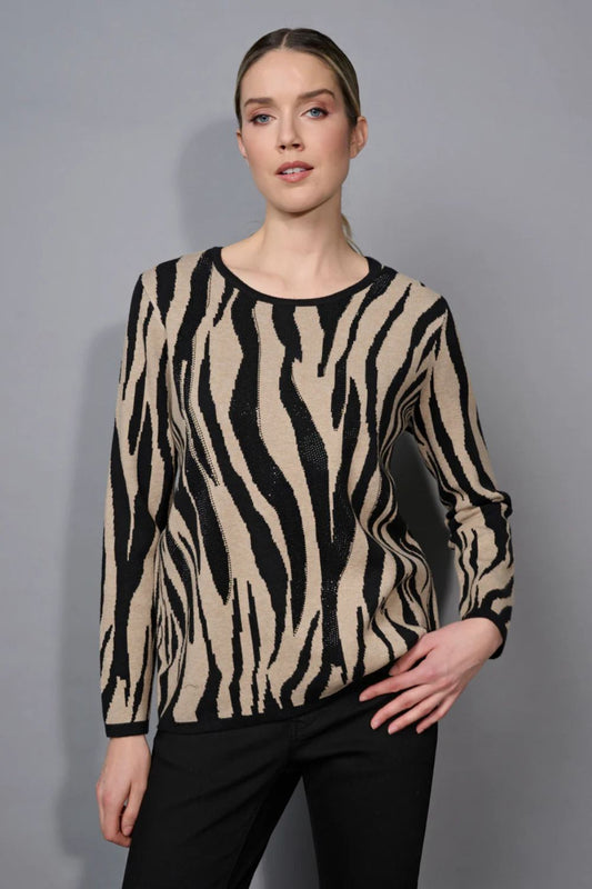 Animal Jacquard Top | Taupe Multi