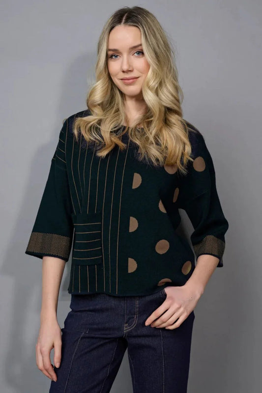 Stripe Polka Dot Top | Camel Multi