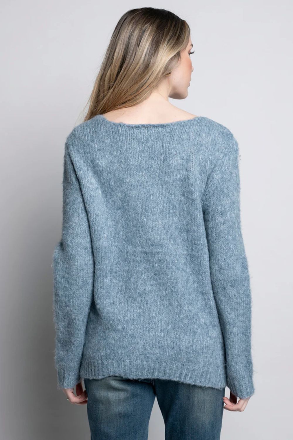 Star Heart Jacquared Top | Denim/Off White