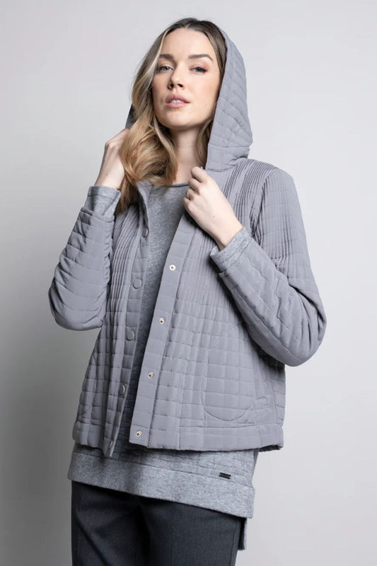 Pleated Hooded Jacket | Grey