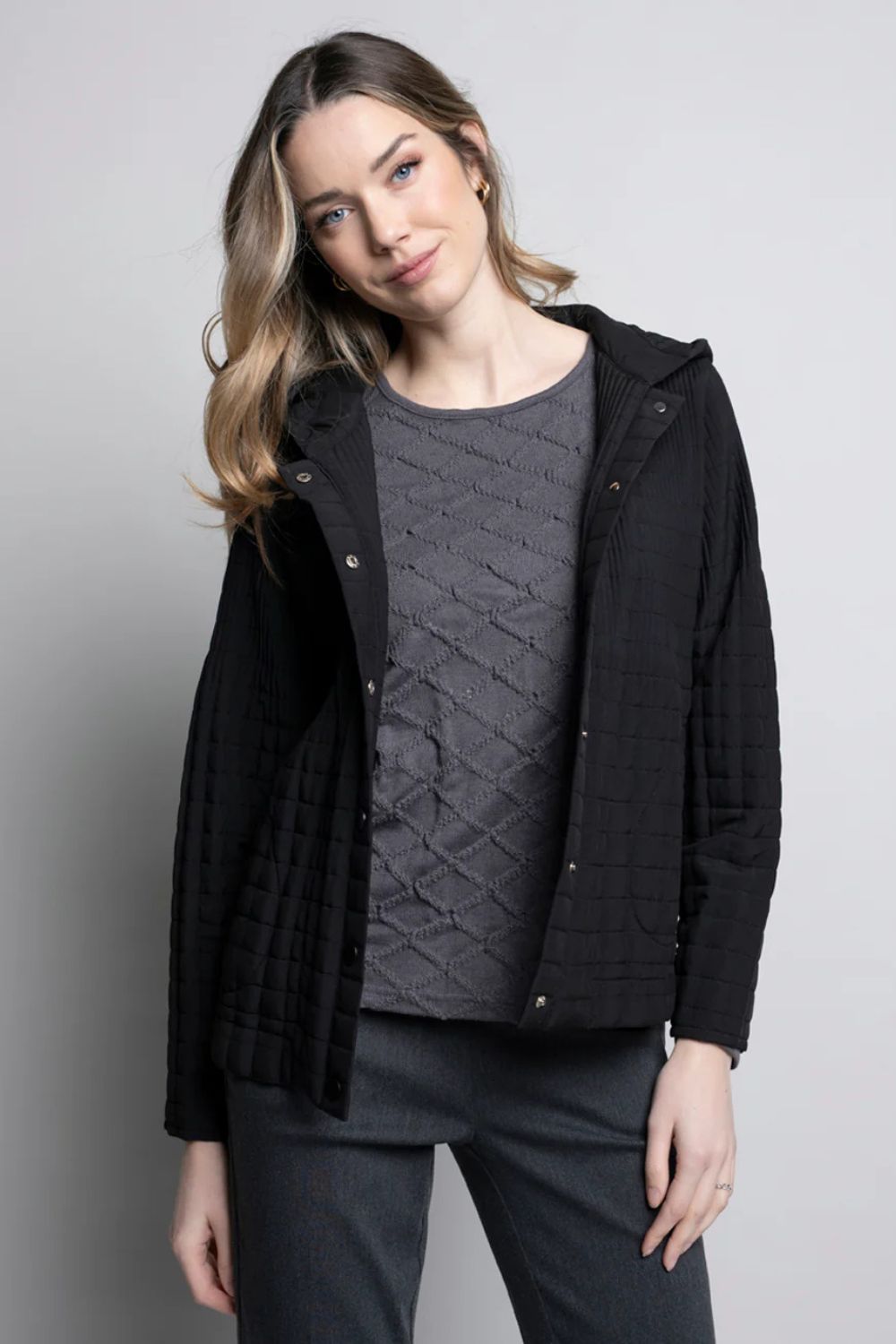 Pleated Hooded Jacket | Black