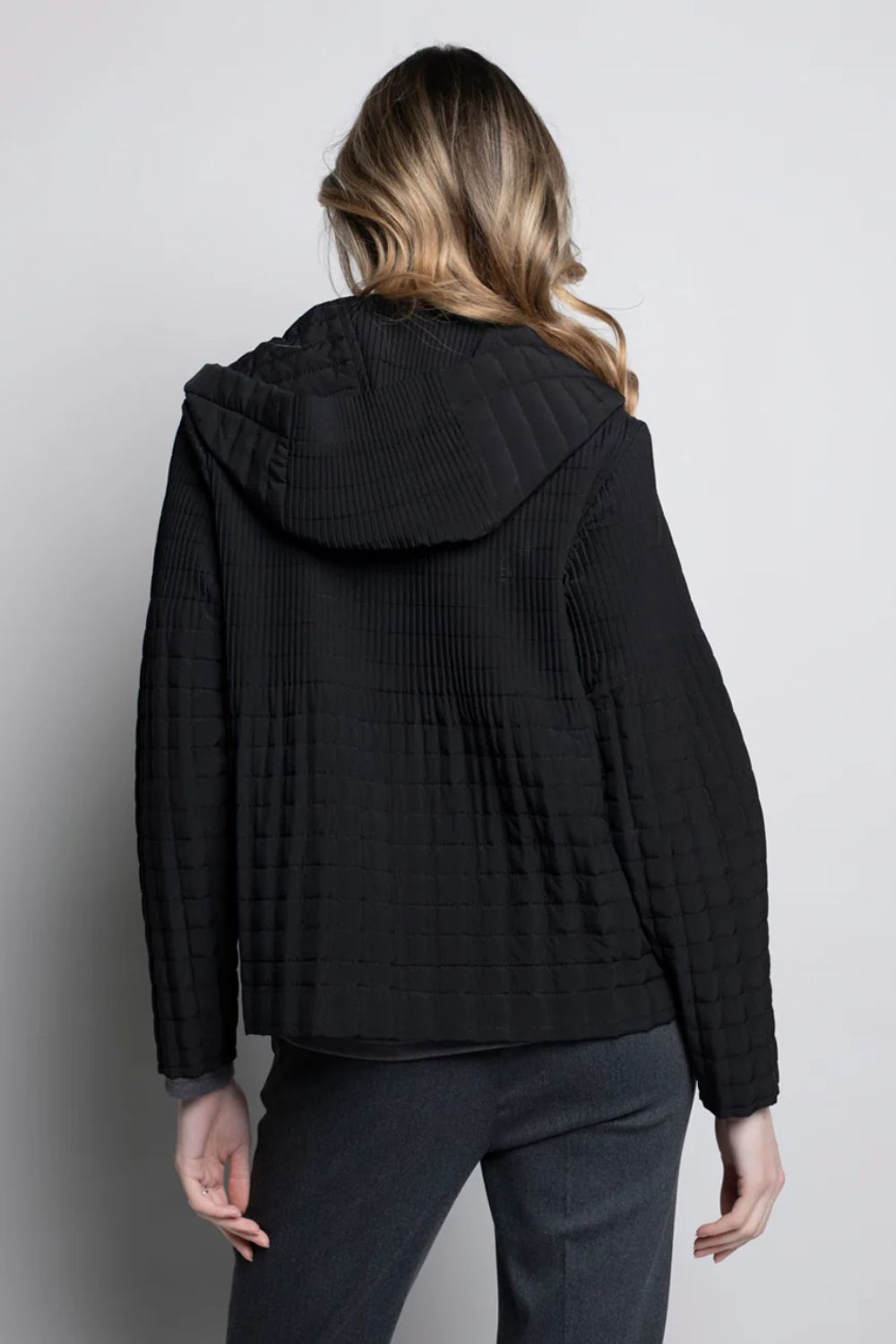 Pleated Hooded Jacket | Black