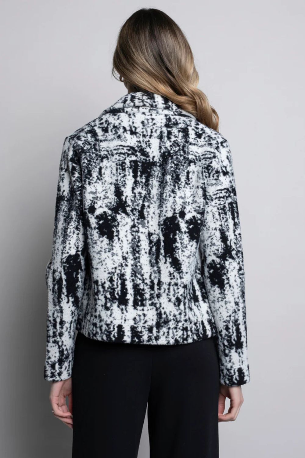 Button Front Jacket | Black/Off White