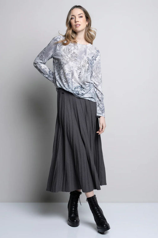 Knitted Flared Skirt | Heather Charcoal