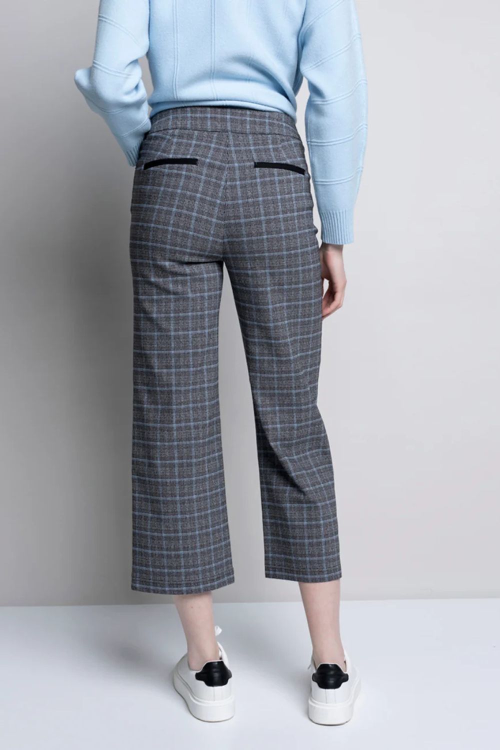 Ping Detailed Wide Leg Pants | Blue/Grey