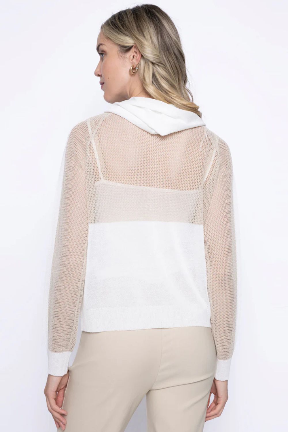 Two-Tone Hooded Jacket | Off-White/Taupe