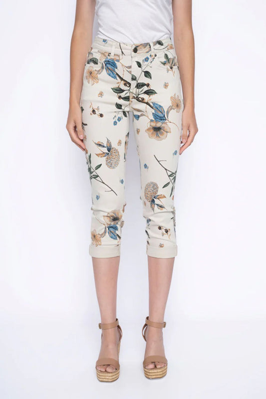 Printed Denim Capri Jeans | Papaya Multi