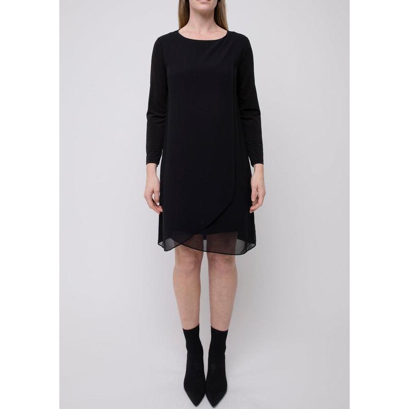 3/4 Sleeve Overlay Dress | Black-PingPong-Shop 12 Bendigo