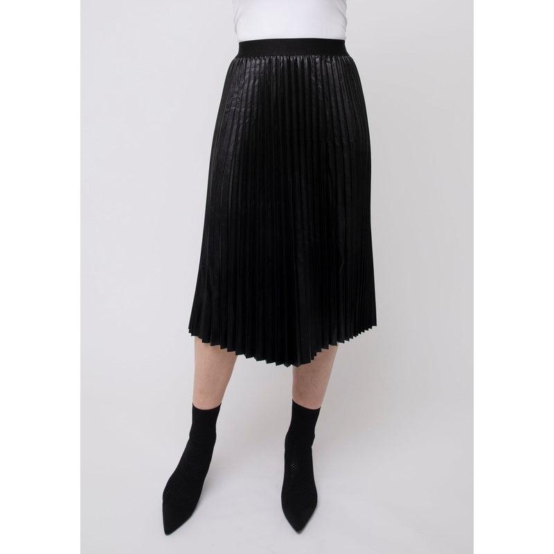 Faux Leather Pleated Skirt | Black-PingPong-Shop 12 Bendigo