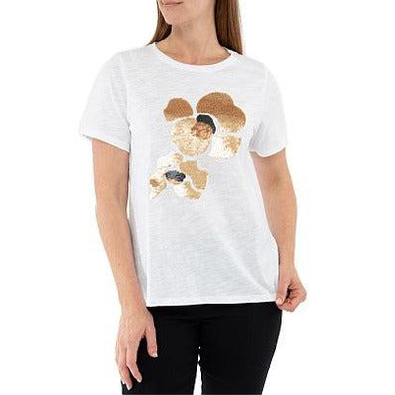 Floral Sequin T-Shirt | White-Ping Pong-Shop 12 Bendigo