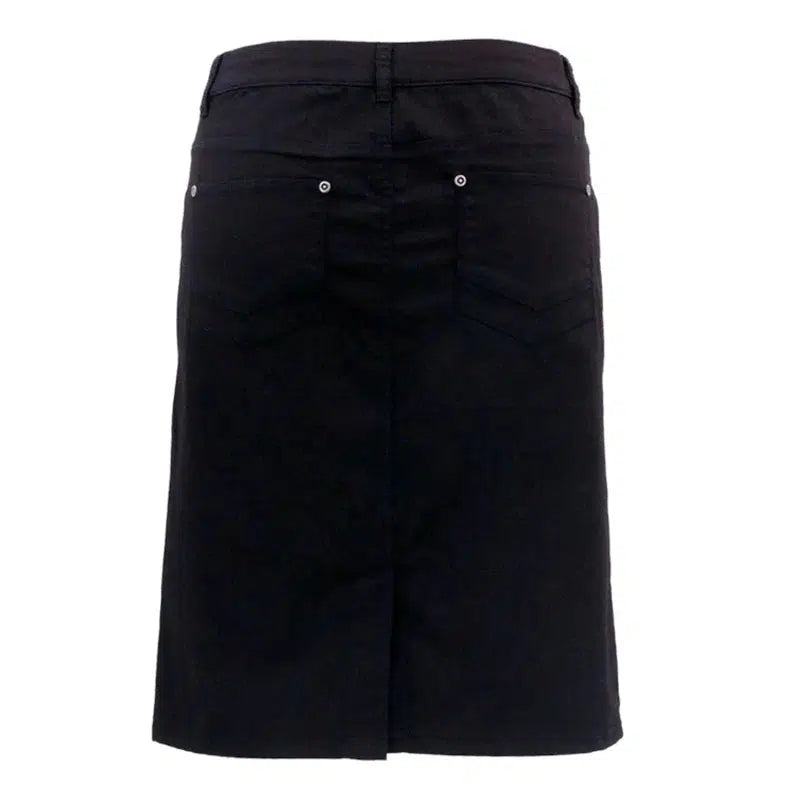 Plain Zip Front Jean Skirt | Black-Cafe Latte-Shop 12 Bendigo