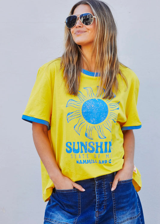 Sunshine State of Mind Ringer Tee | Yellow