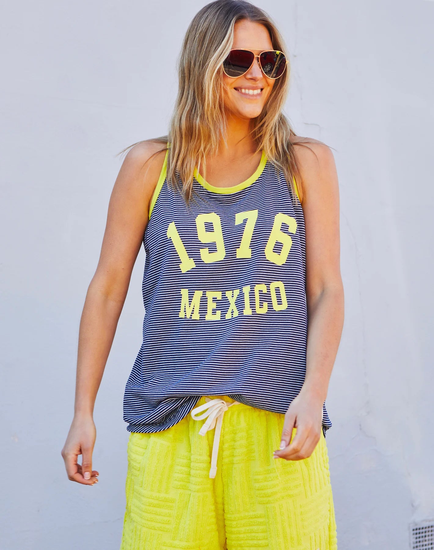 Salt & Sunshine Mexico Tank | Navy/Yellow