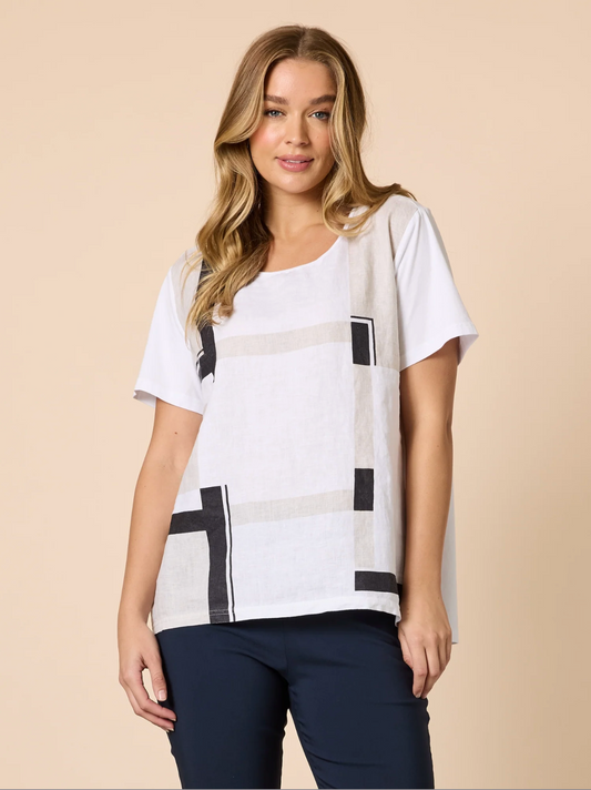Geometric Top | Navy/White