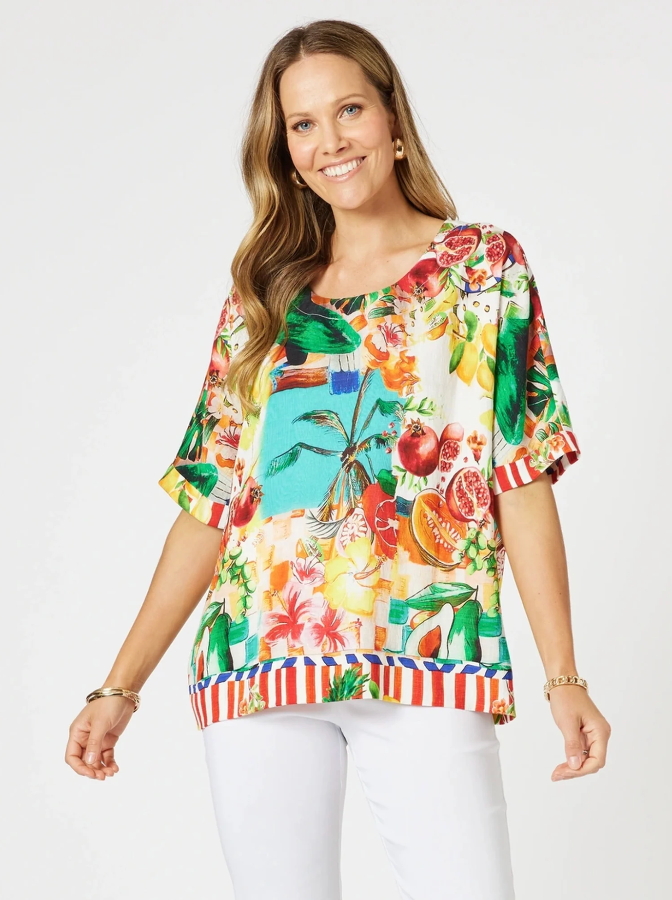 Positano Shell Top | Orange Multi