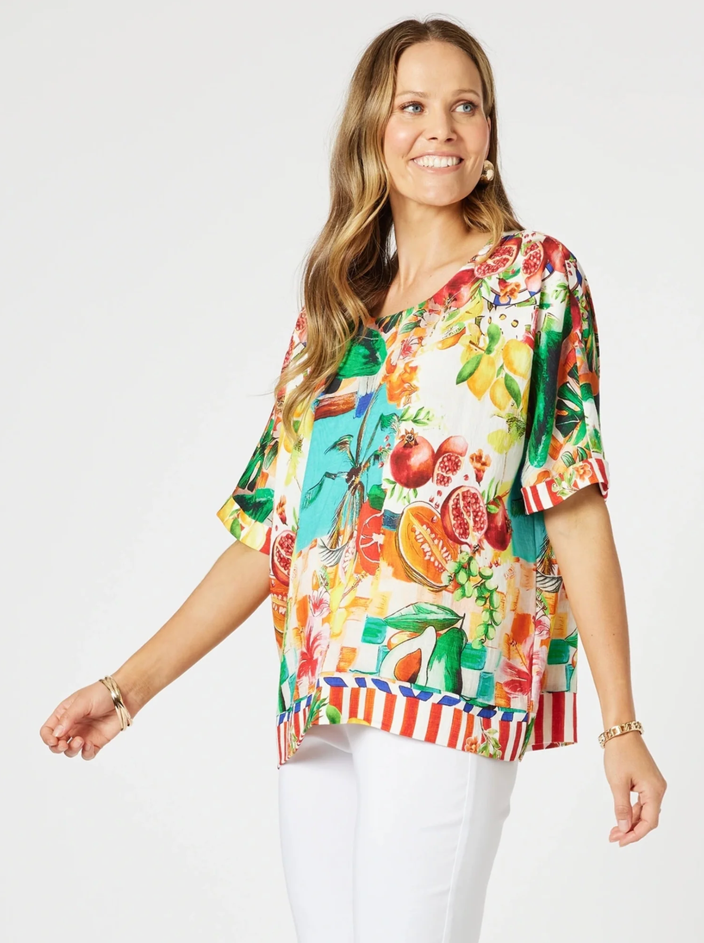 Positano Shell Top | Orange Multi
