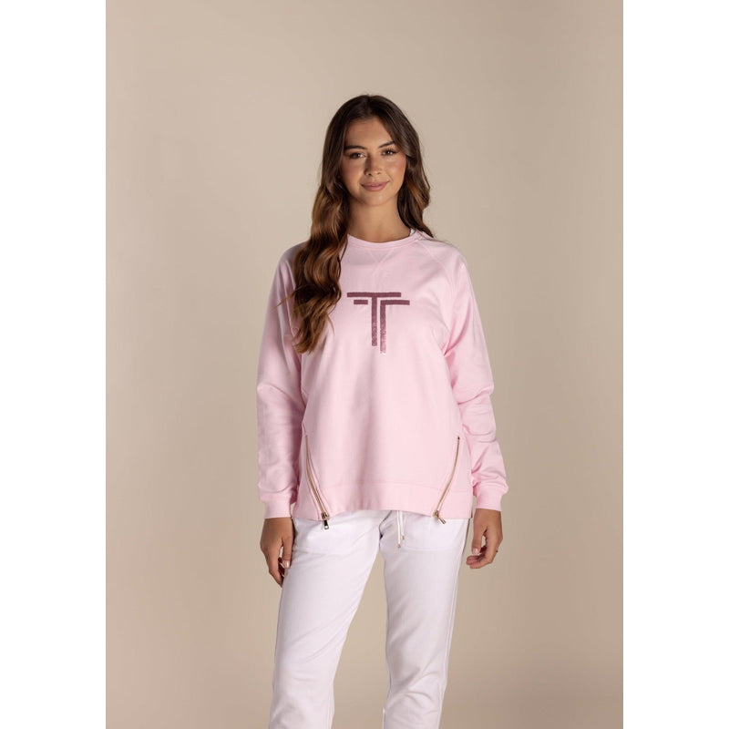 Sequin Logo Sweater | Pale Pink-Two T's-Shop 12 Bendigo