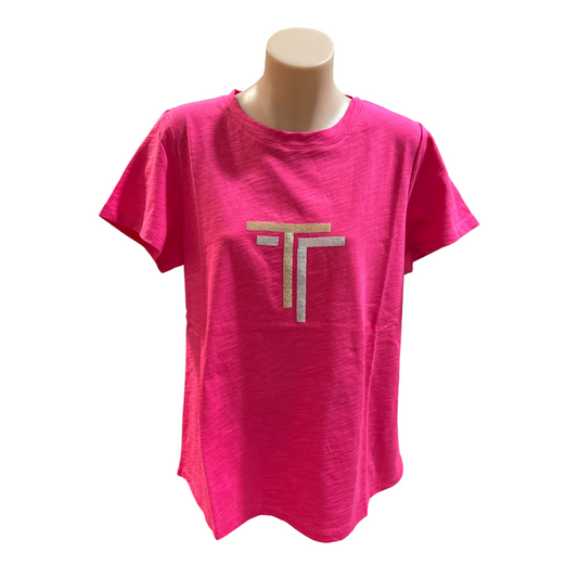 Sequin Logo T-Shirt | Raspberry-Two T's-Shop 12 Bendigo