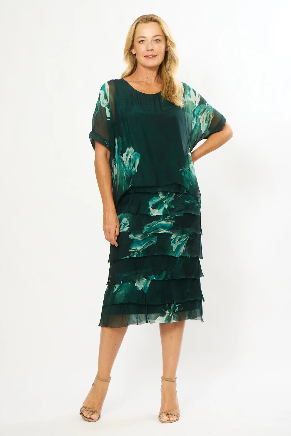 Layered Dress | Dark Green Floral