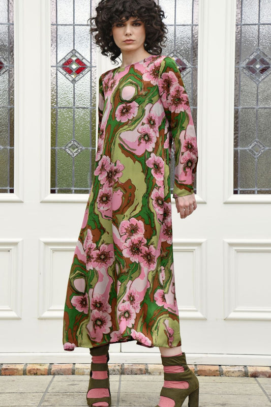 Charge It To My Room Dress | Pink/Green