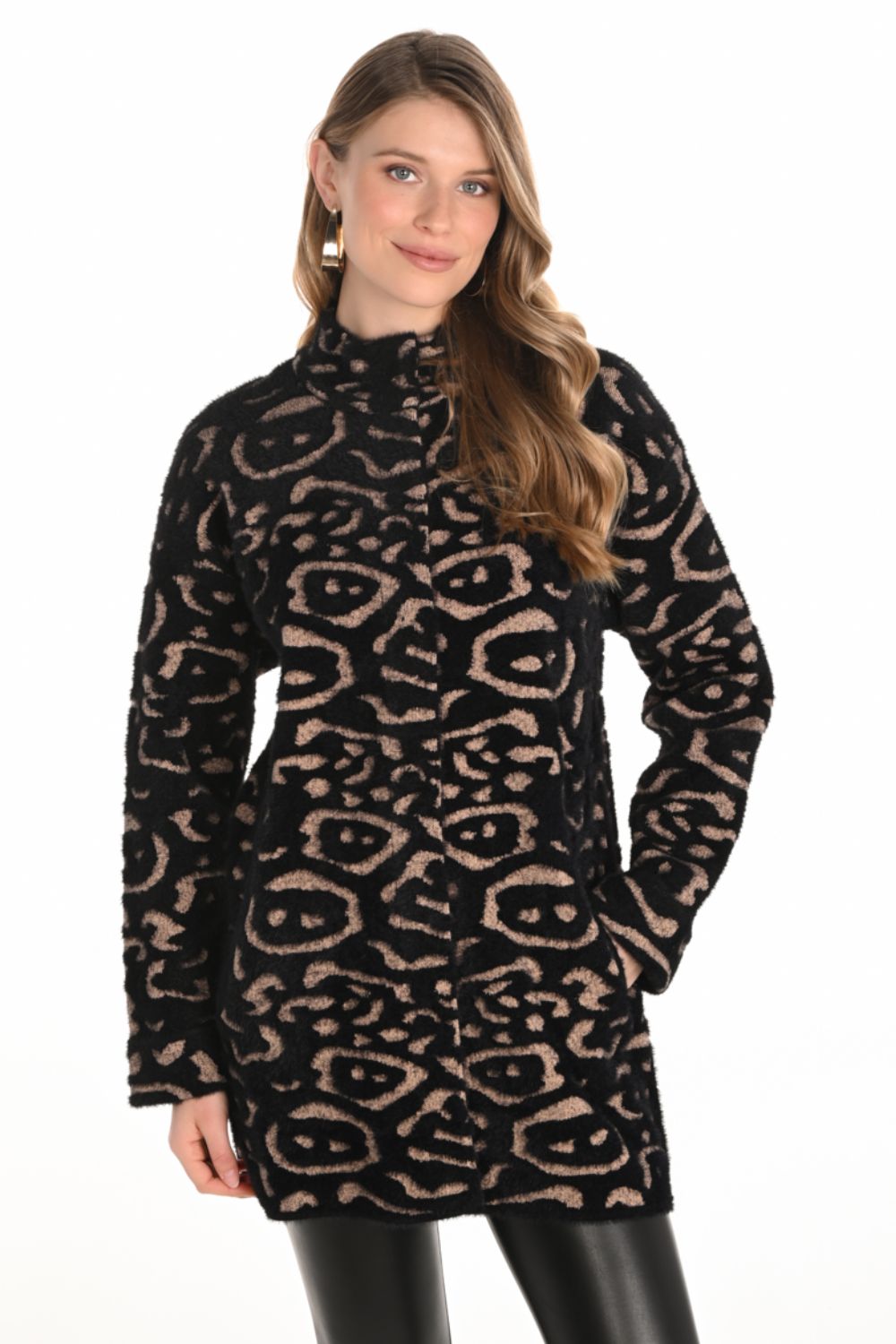 Animal Knit Jacket | Black Beige