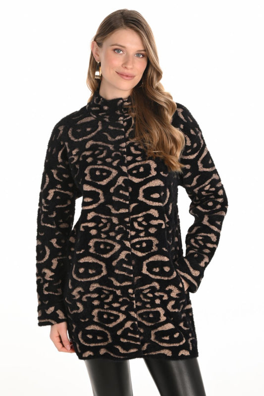 Animal Knit Jacket | Black Beige