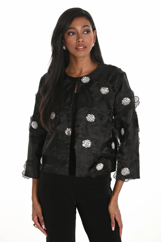 Floral Appliqué Jacket | Black