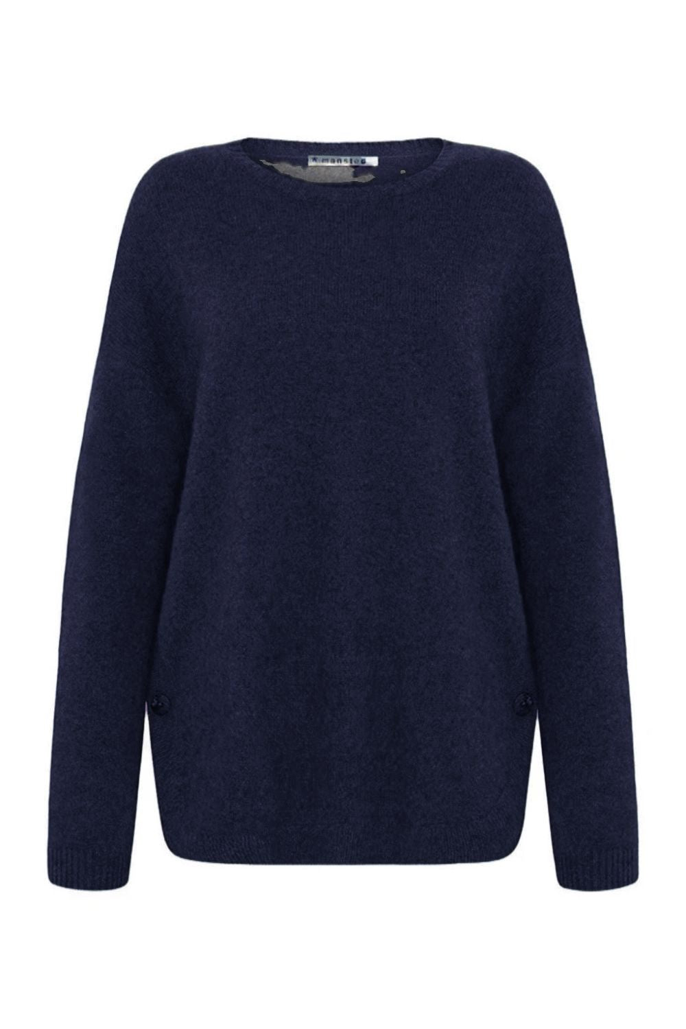 Zoe Button Scoop Yak Knit | Navy