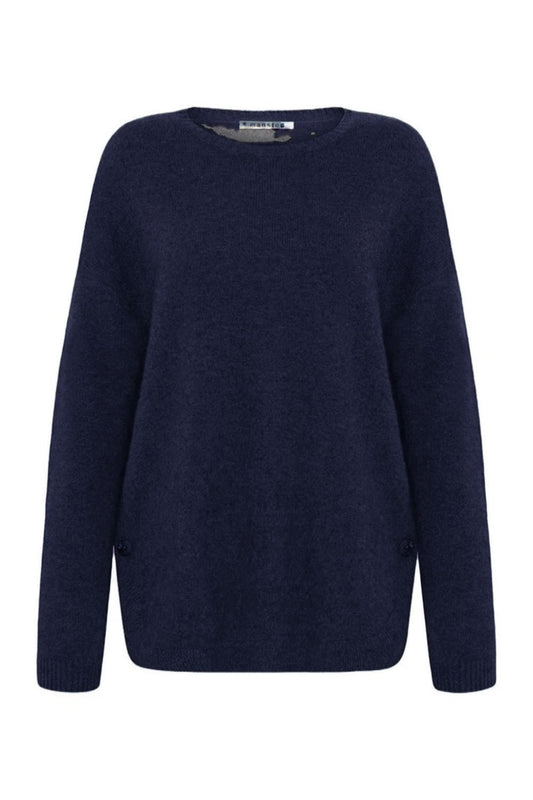 Zoe Button Scoop Yak Knit | Navy