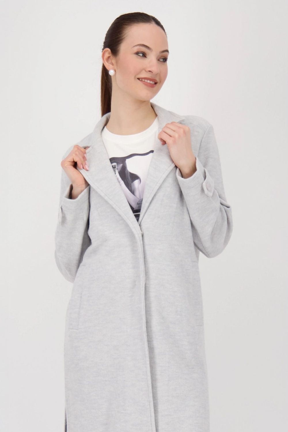 Longline Wool Cardigan | Ash Grey