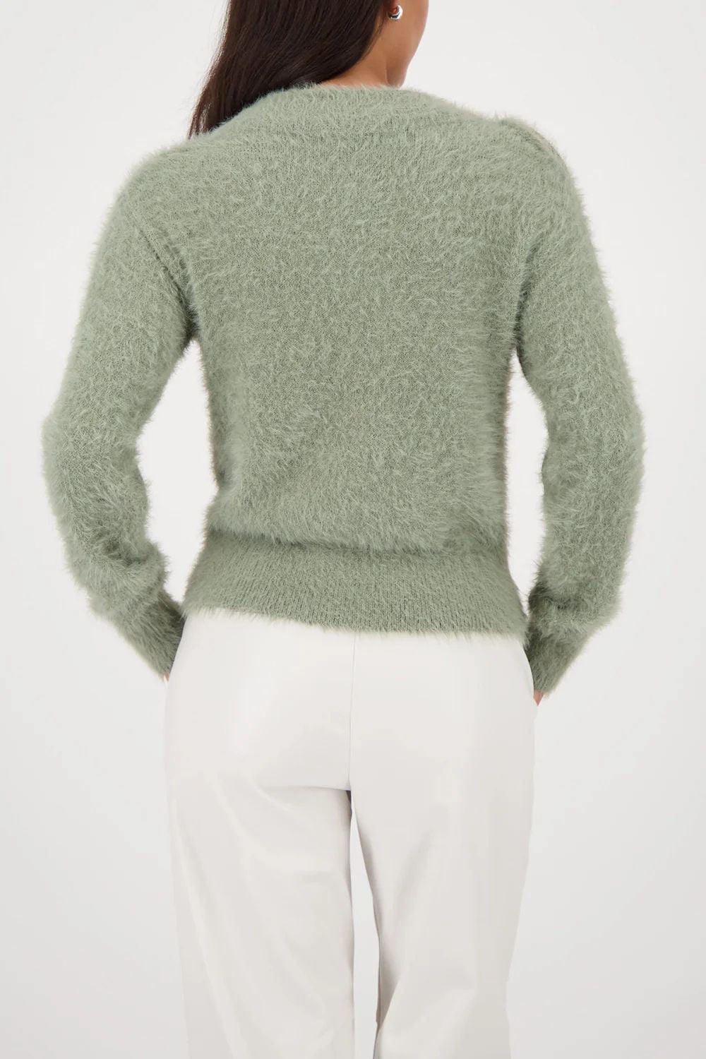 Fluffy Cut Out Sweater | Sage