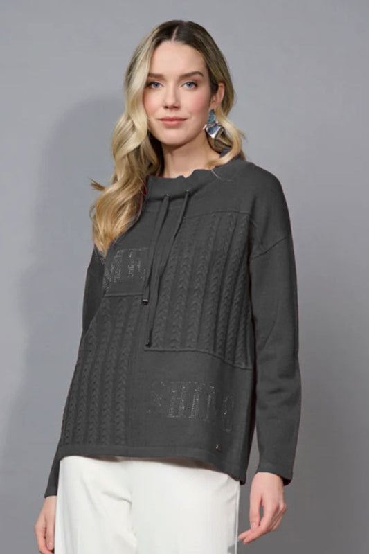 Mock Neck Drawstring Top | Heather Charcoal